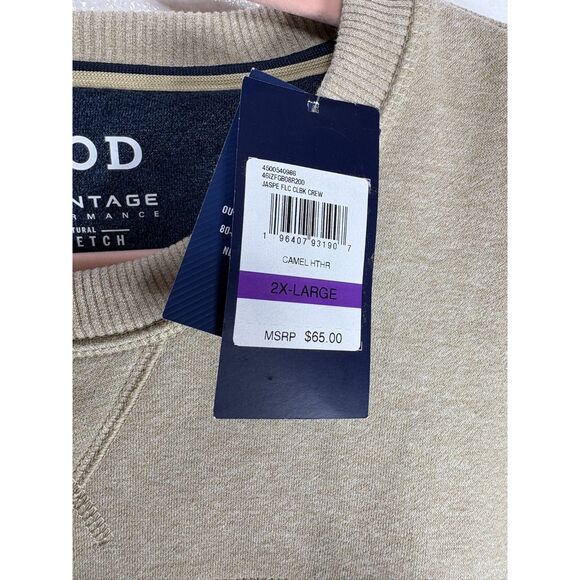 Izod Sweatshirt Mens 2XL Stretch Advantage Long Sleeve Soft Tan Blue Red New WT - Picture 3 of 5